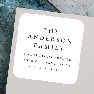 Elegant white return address square sticker