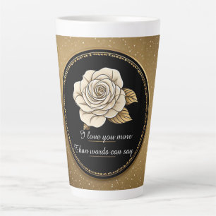 Elegant White Rose and Gold Design Latte Mug