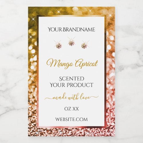 Elegant White Rose and Gold Glitter Product Labels