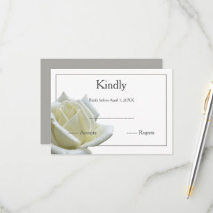 Elegant white rose and silver RSVP