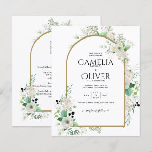 Elegant White Rose Botanical Arch Greenery Wedding