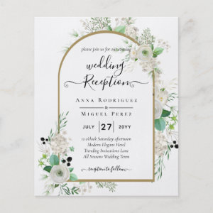 Elegant White Rose Botanical Arch Greenery Wedding Flyer