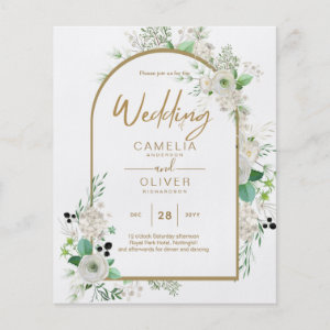 Elegant White Rose Botanical Arch Greenery Wedding Flyer