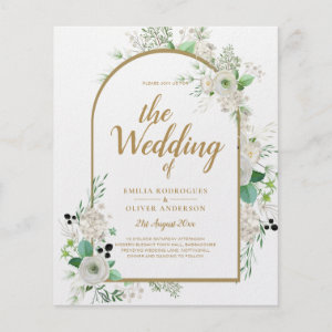 Elegant White Rose Botanical Arch Greenery Wedding Flyer