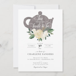 Elegant White Rose Bridal Tea Invitation