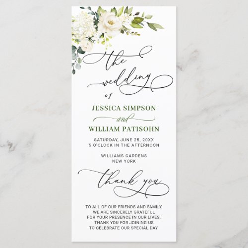 Elegant White Rose Eucalyptus Wedding Ceremony Pro Program