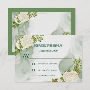 Elegant White Rose Floral 19th Birthday RSVP Card