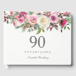 Elegant White Rose Floral 90th Birthday Guest Book<br><div class="desc">Elegant White Rose Floral 90th Birthday Guest Book

For matching set see Niche and Nest Store</div>