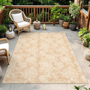 Elegant White Rose Floral Area Rug