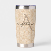 Elegant White Rose Floral Monogram Tumbler
