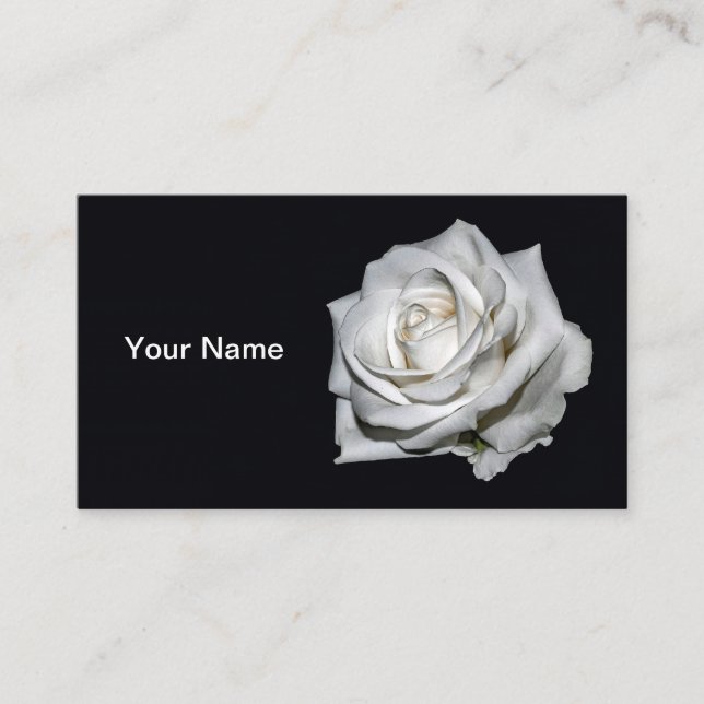 Elegant White Rose Floral Photo Business Card (Front)