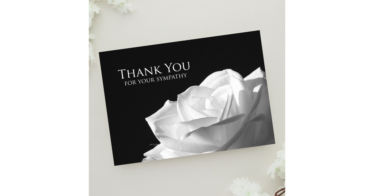 Elegant White Rose Floral Sympathy Thank You Card | Zazzle