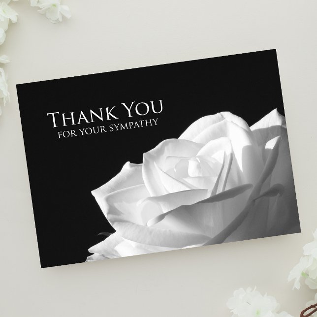 Elegant White Rose Floral Sympathy Thank You Card (Creator Uploaded)