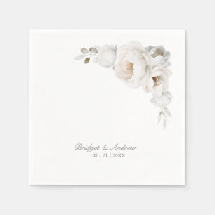 Elegant White Rose Floral Wedding Napkins