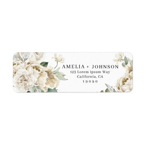 Elegant White Rose Flowers gold greenery wedding Label