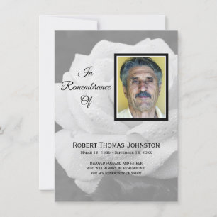 Elegant White Rose Funeral Sympathy Thank You Card