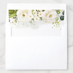 Elegant White Rose & Gold Envelope Liner