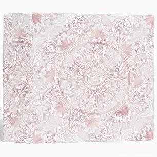 Elegant White Rose Gold Eye Sun Moon Mandala 3 Ring Binder