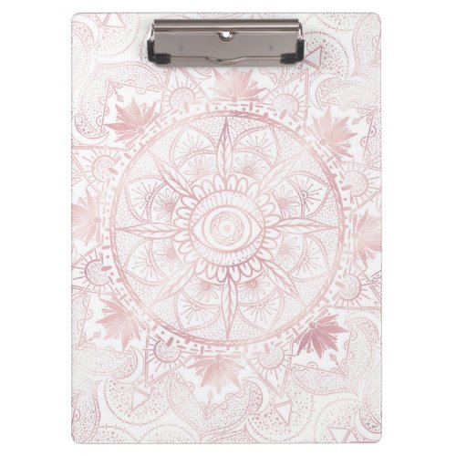 Elegant White Rose Gold Eye Sun Moon Mandala Clipboard