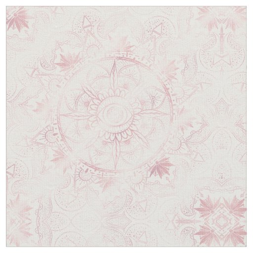 Elegant White Rose Gold Eye Sun Moon Mandala Fabric