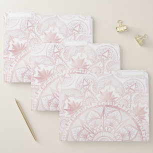 Elegant White Rose Gold Eye Sun Moon Mandala File Folder