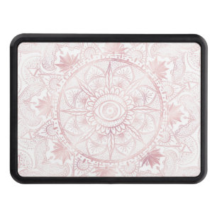 Elegant White Rose Gold Eye Sun Moon Mandala Hitch Cover