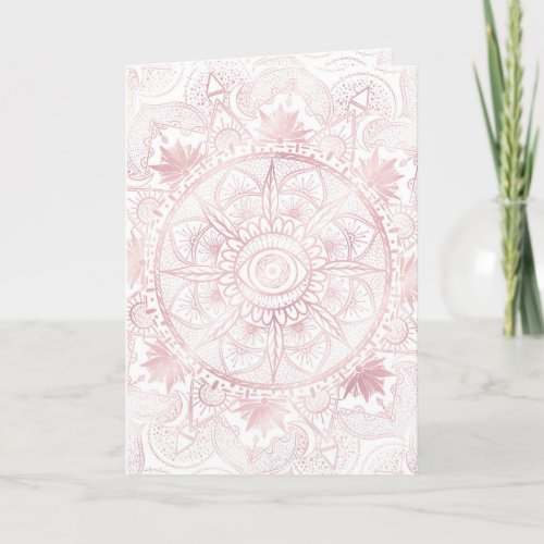 Elegant White Rose Gold Eye Sun Moon Mandala Holiday Card