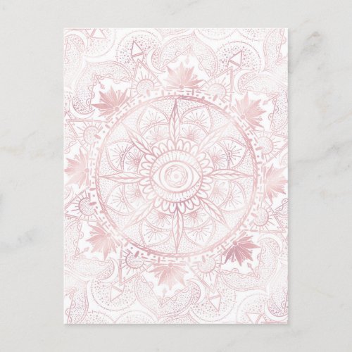 Elegant White Rose Gold Eye Sun Moon Mandala Holiday Postcard