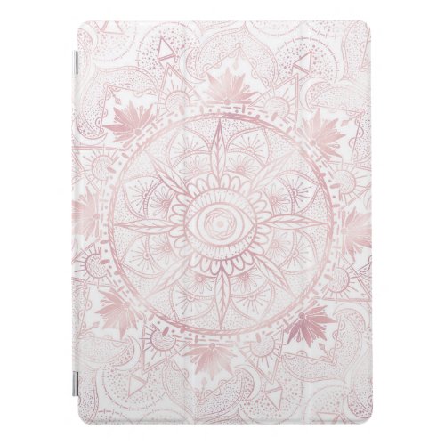 Elegant White Rose Gold Eye Sun Moon Mandala iPad Pro Cover