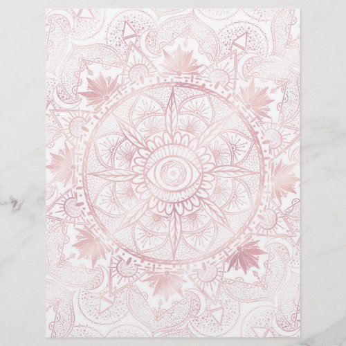 Elegant White Rose Gold Eye Sun Moon Mandala Letterhead