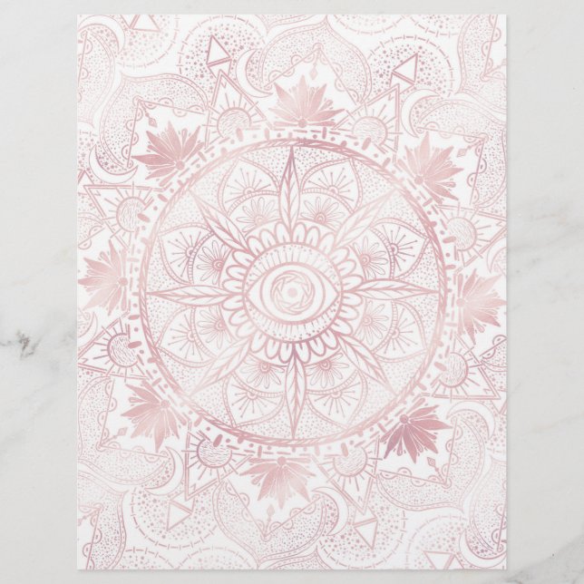 Elegant White Rose Gold Eye Sun Moon Mandala Letterhead (Front)
