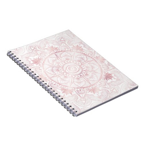 Elegant White Rose Gold Eye Sun Moon Mandala Notebook