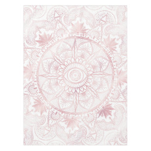 Elegant White Rose Gold Eye Sun Moon Mandala Tablecloth