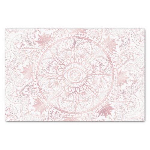 Elegant White Rose Gold Eye Sun Moon Mandala Tissue Paper