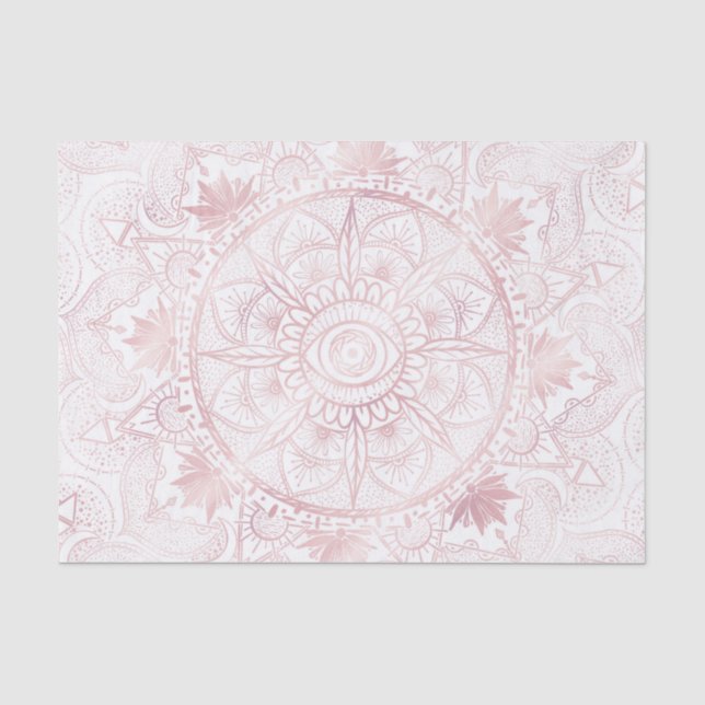 Elegant White Rose Gold Eye Sun Moon Mandala Tissue Paper (Front)