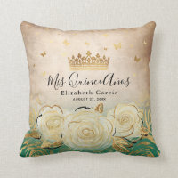 Elegant White Rose Gold Green Quinceanera