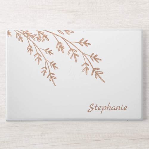 Elegant White Rose Gold Leaves HP Laptop Skin