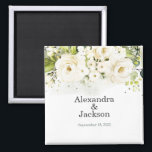 Elegant White Rose & Gold Modern Wedding Magnet<br><div class="desc">Perfect way to celebrate Your Special Day and keep your guests safe!  Check Out our Matching Items: https://www.zazzle.com/store/bdp_designs/products?cg=196448434588051810</div>