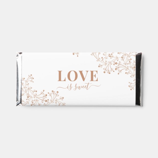 Elegant White & Rose Gold Personalized Wedding Hershey Bar Favors (Front)