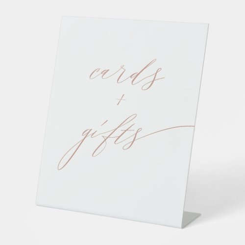 Elegant White Rose Gold Script Cards Gifts Pedestal Sign