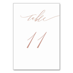 Elegant White Rose Gold Script No 11 Wedding Table Number