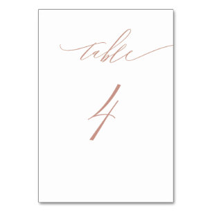 Elegant White Rose Gold Script No 4 Wedding Table Number