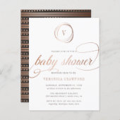 Elegant White & Rose Gold Typography Baby Shower Invitation Postcard (Front/Back)