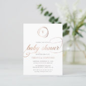Elegant White & Rose Gold Typography Baby Shower Invitation Postcard (Standing Front)