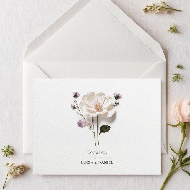 Elegant White Rose Horizontal Wedding Invitation (Creator Uploaded)