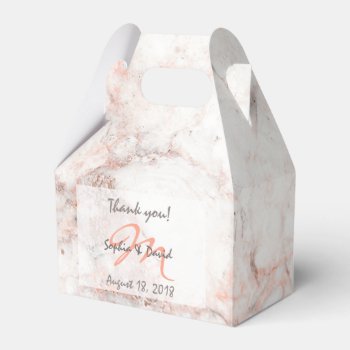 Elegant White Rose Marble Monogram Wedding Favor Favor Boxes by DesignByLang at Zazzle