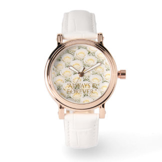 Elegant White Rose Personalized Floral Watch