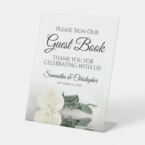 Elegant White Rose Please Sign Our Guest Book