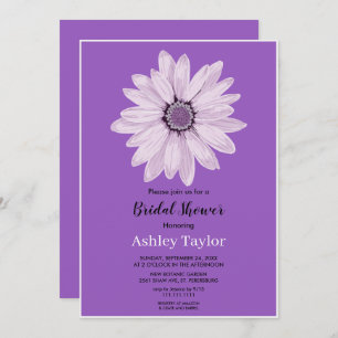 Elegant white rose purple floral Bridal Shower Invitation