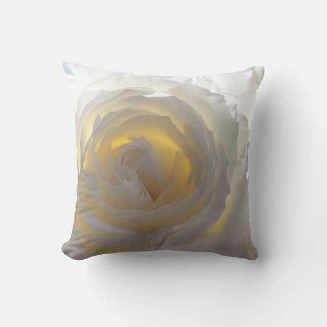 Elegant White Rose Throw Pillow (Front)